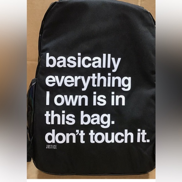 Justice Metallic Black Glow Backpack Bookbag G20 NWOT - Picture 3 of 7